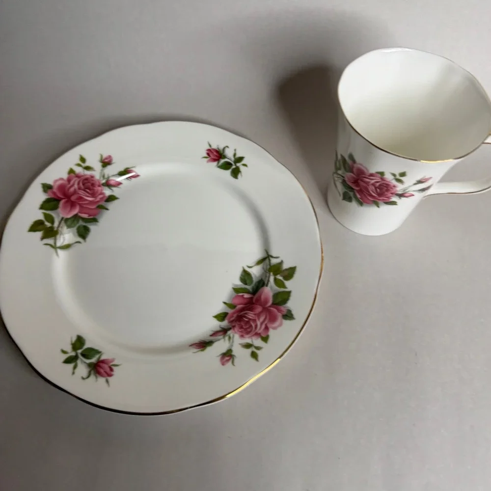 Duchess Fine Bone China June Rose Luncheon Mug Cup & Salad Plate Trio‎ England
